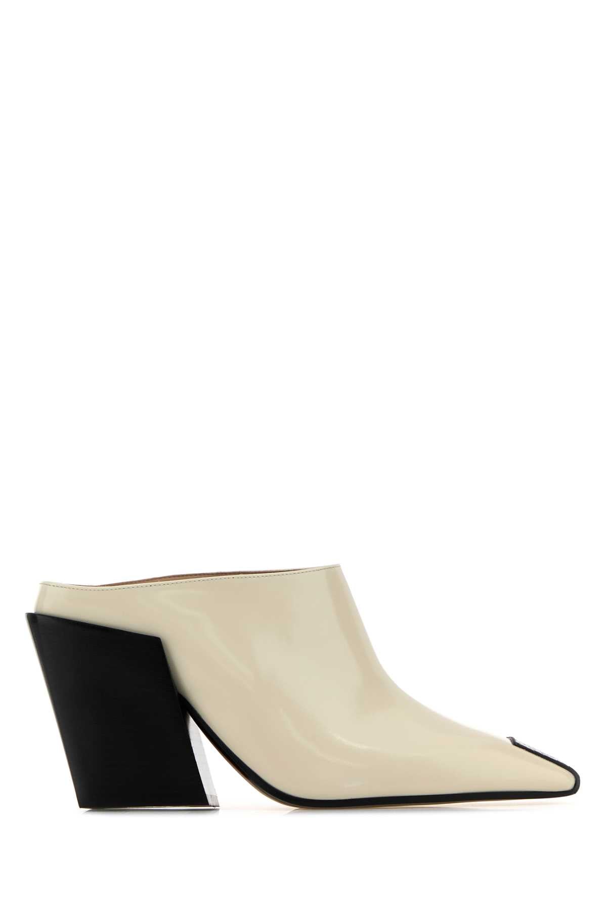Bottega Veneta Leather Mule Mule Heel — Beige