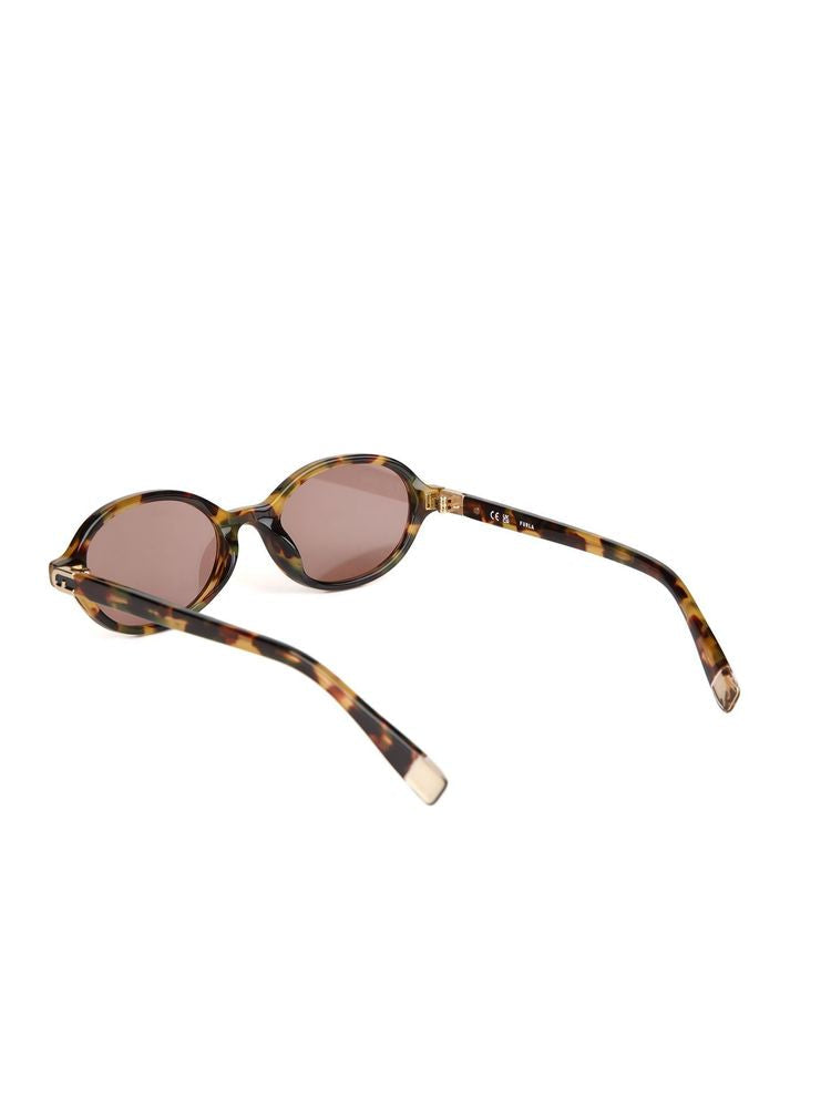 Furla SFU972 Tortoiseshell Oval Sunglasses — Brown