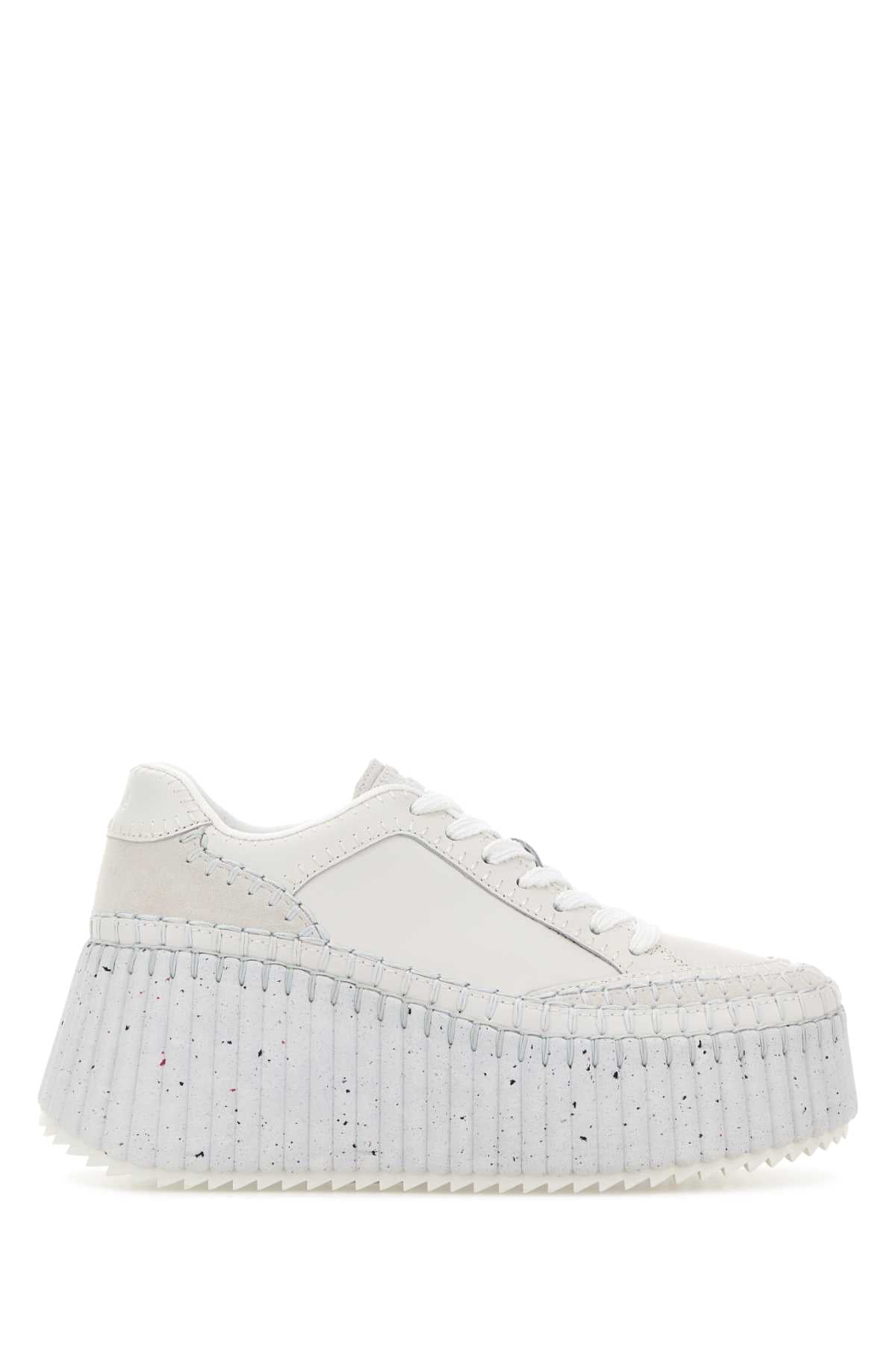Chloé Pleated Rubber Sole Sneaker — White