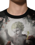 Dolce & Gabbana Cashmere Cherub Print Baroque Sweater — Black