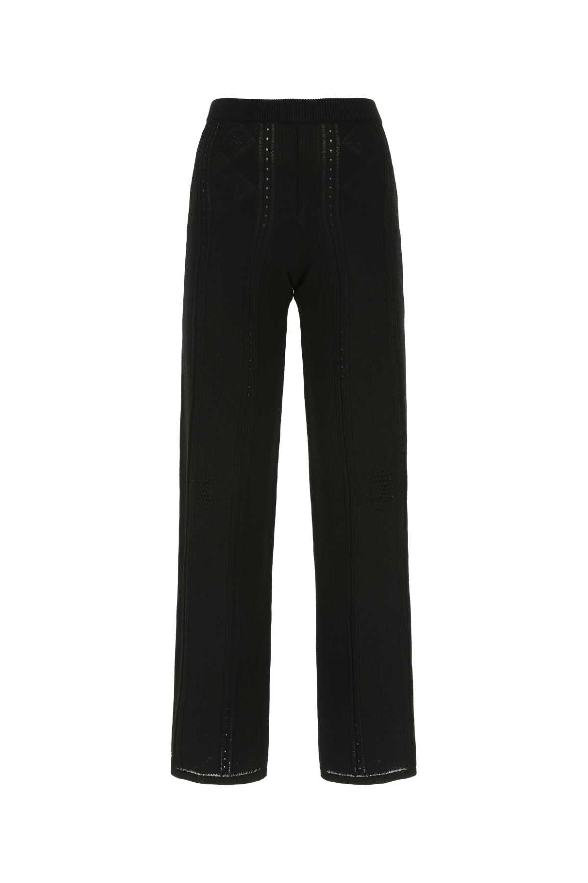 Marine Serre Ribbed Viscose Nylon Trousers — Black