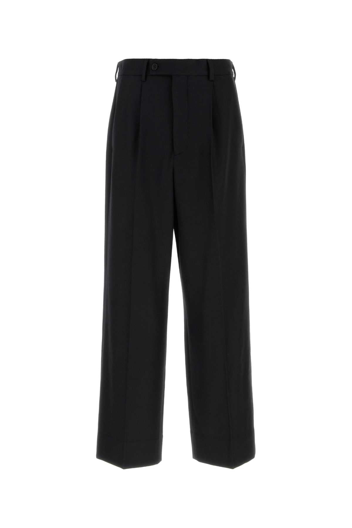 MM6 Maison Margiela Wool Blend Wide-Leg Trousers — Black