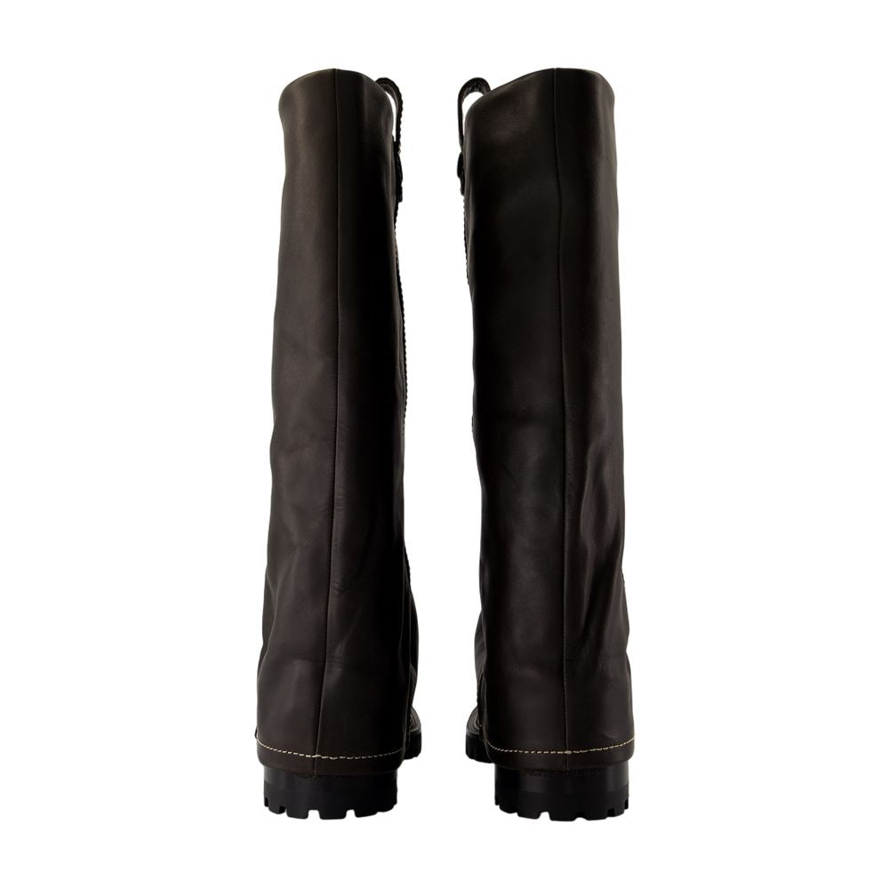 Acne Studios Lug-Sole Buckle Boots — Brown
