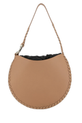 Chloé Whipstitched Leather Shoulder Bag — Beige