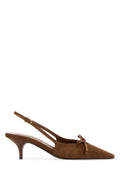 Miu Miu Suede Slingback Slingback Heel — Brown