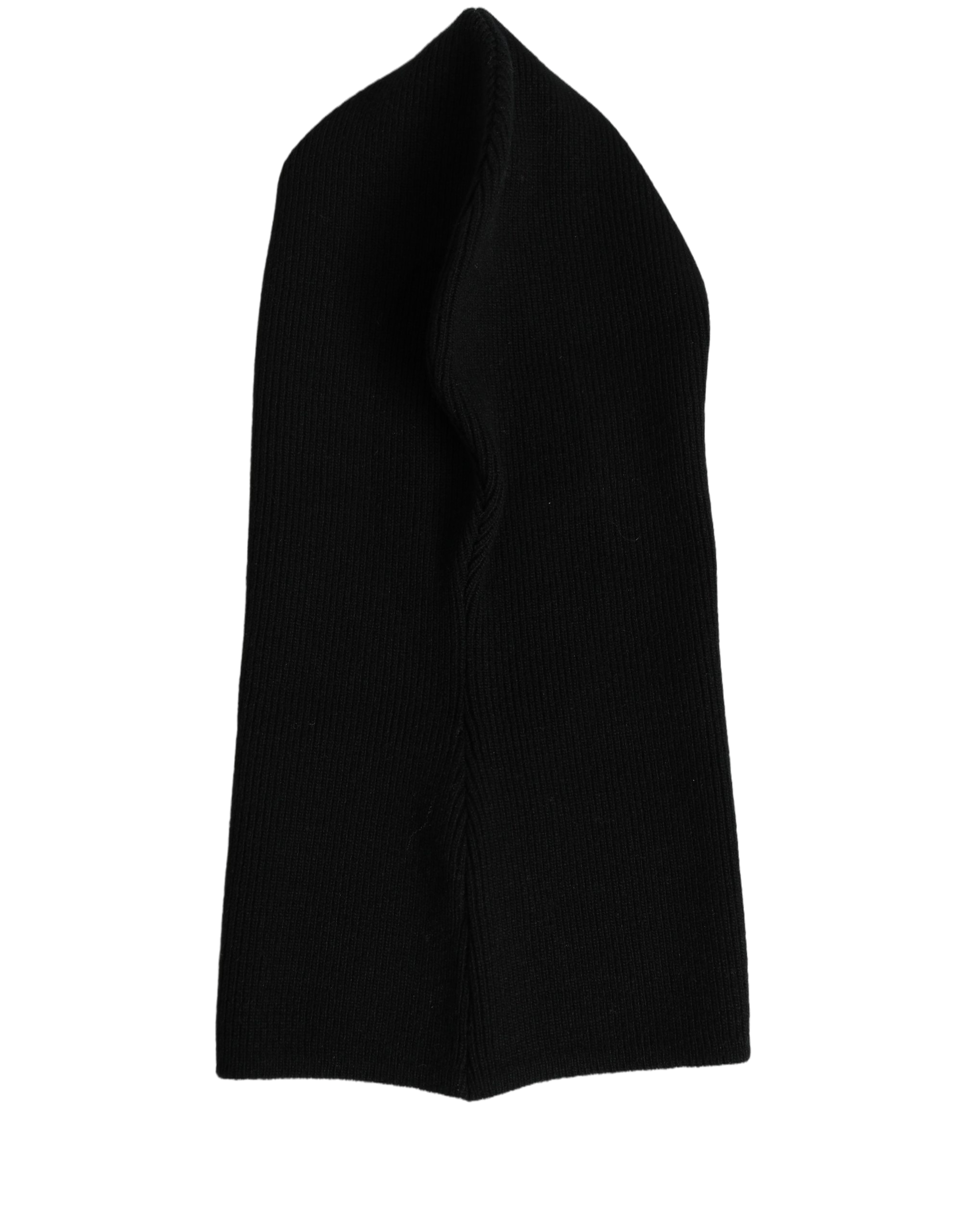 Dolce & Gabbana HAT10068 Virgin Wool Ribbed Knit Winter Hat — Black