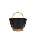 Sacai Leather and Rattan Shoulder Bag — Black