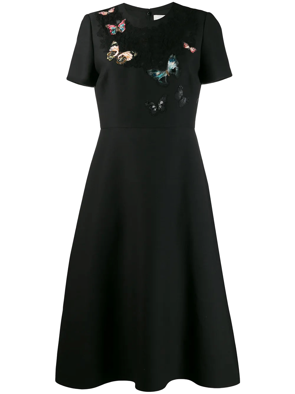 Valentino Butterfly Embroidered Crêpe Dress — Black