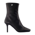 Courreges Square Toe Leather Ankle Boot — Black