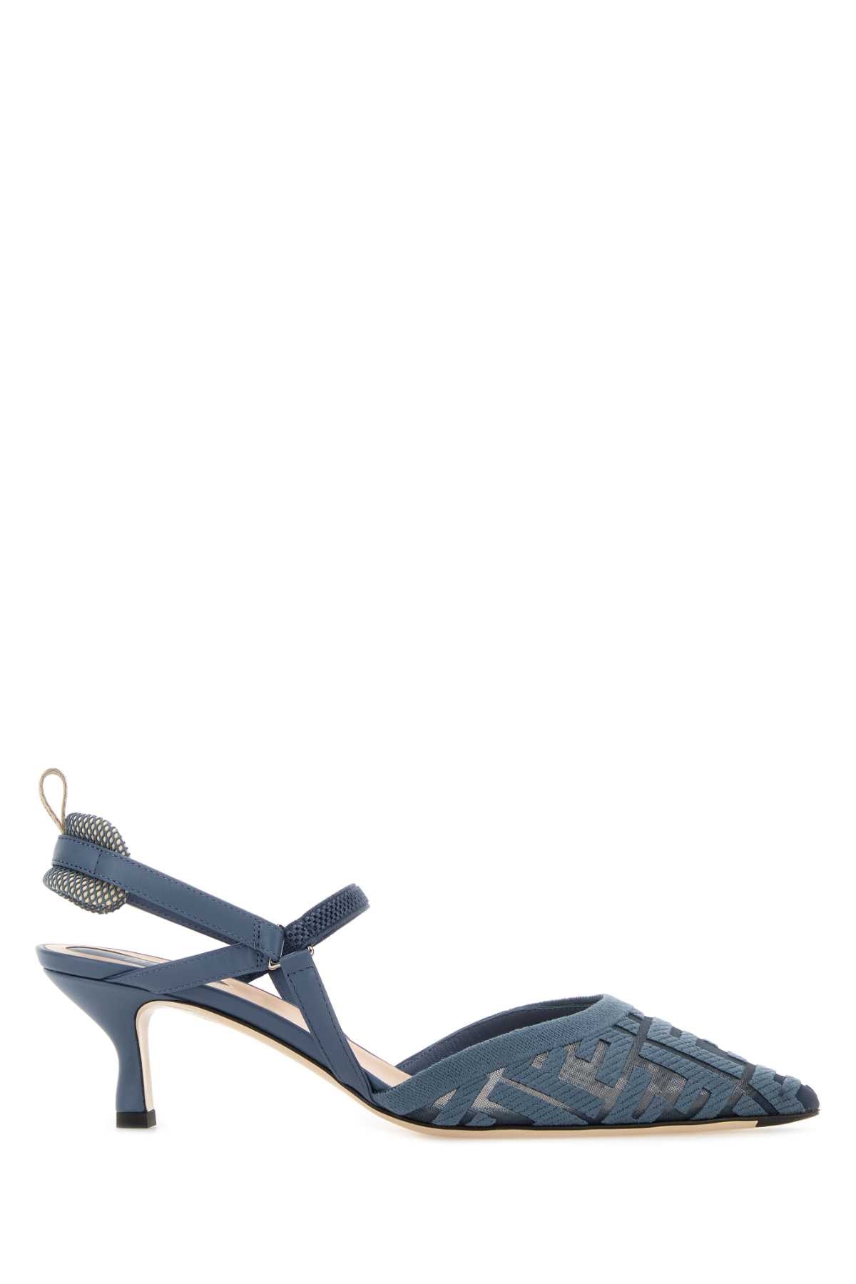 Fendi FF Monogram Jacquard Slingback Heel — Navy