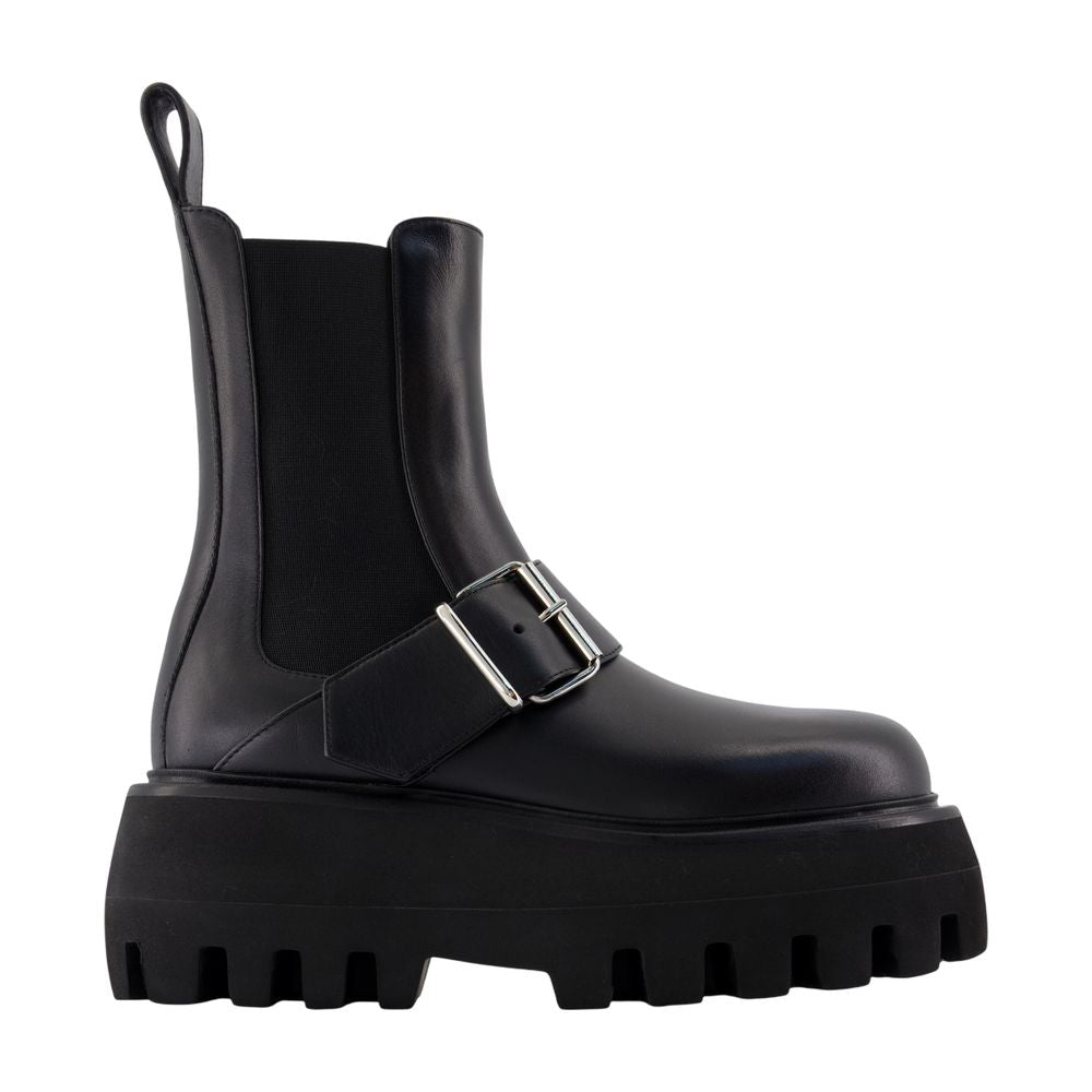 Alexander McQueen Leather Platform Chelsea Boot — Black
