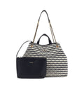 Guess Striped Jacquard Tote Bag — Navy