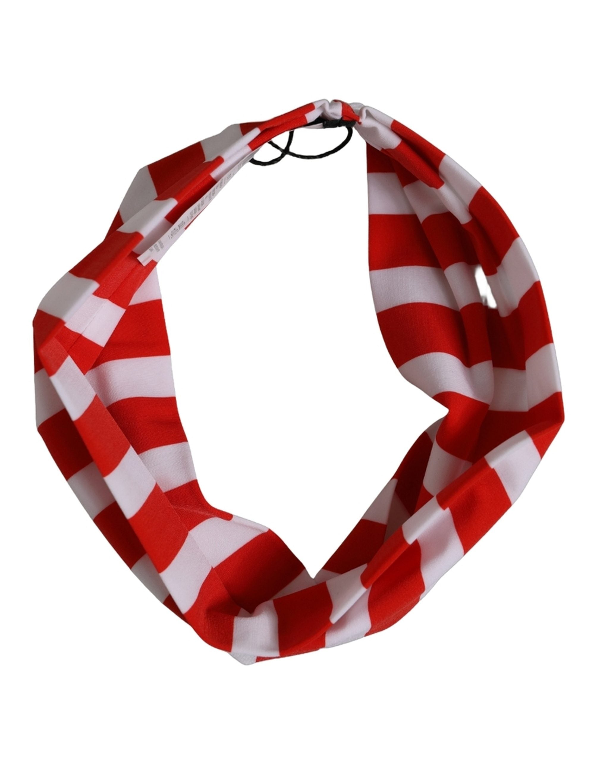 Dolce & Gabbana Red and White Striped Headband — Red