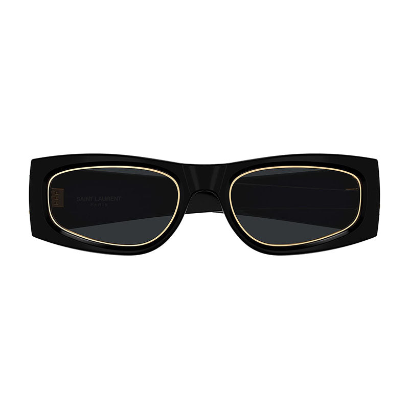 Saint Laurent SLM140RIM001 Gold-Trim Frame Sunglasses — Black