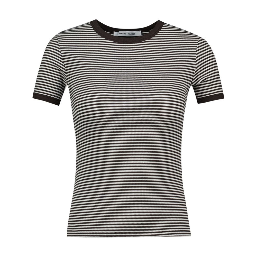 SamsøE SamsøE Striped Cotton T-Shirt — Gray