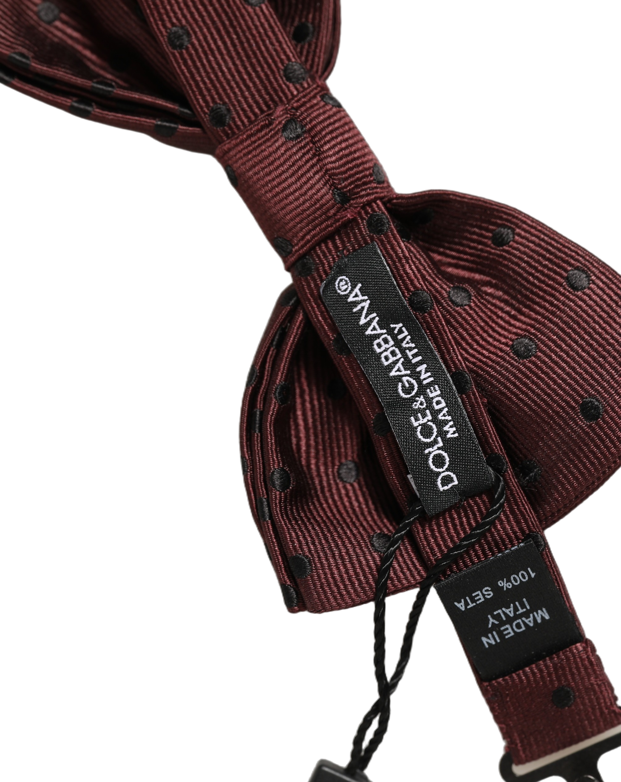 Dolce & Gabbana Polka-Dot Silk Bow Tie — Burgundy