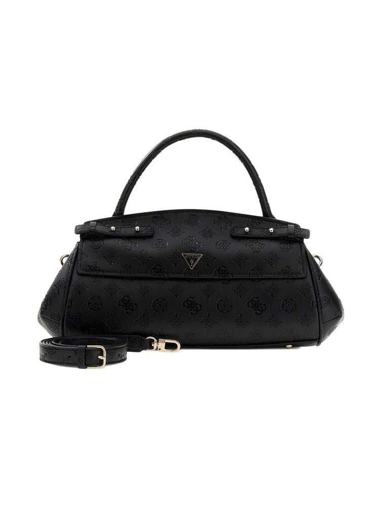 Guess Bolso con asa superior de poliuretano grabado con logo — Negro