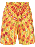 Valentino Abstract-Print Cotton-Silk Shorts — Yellow