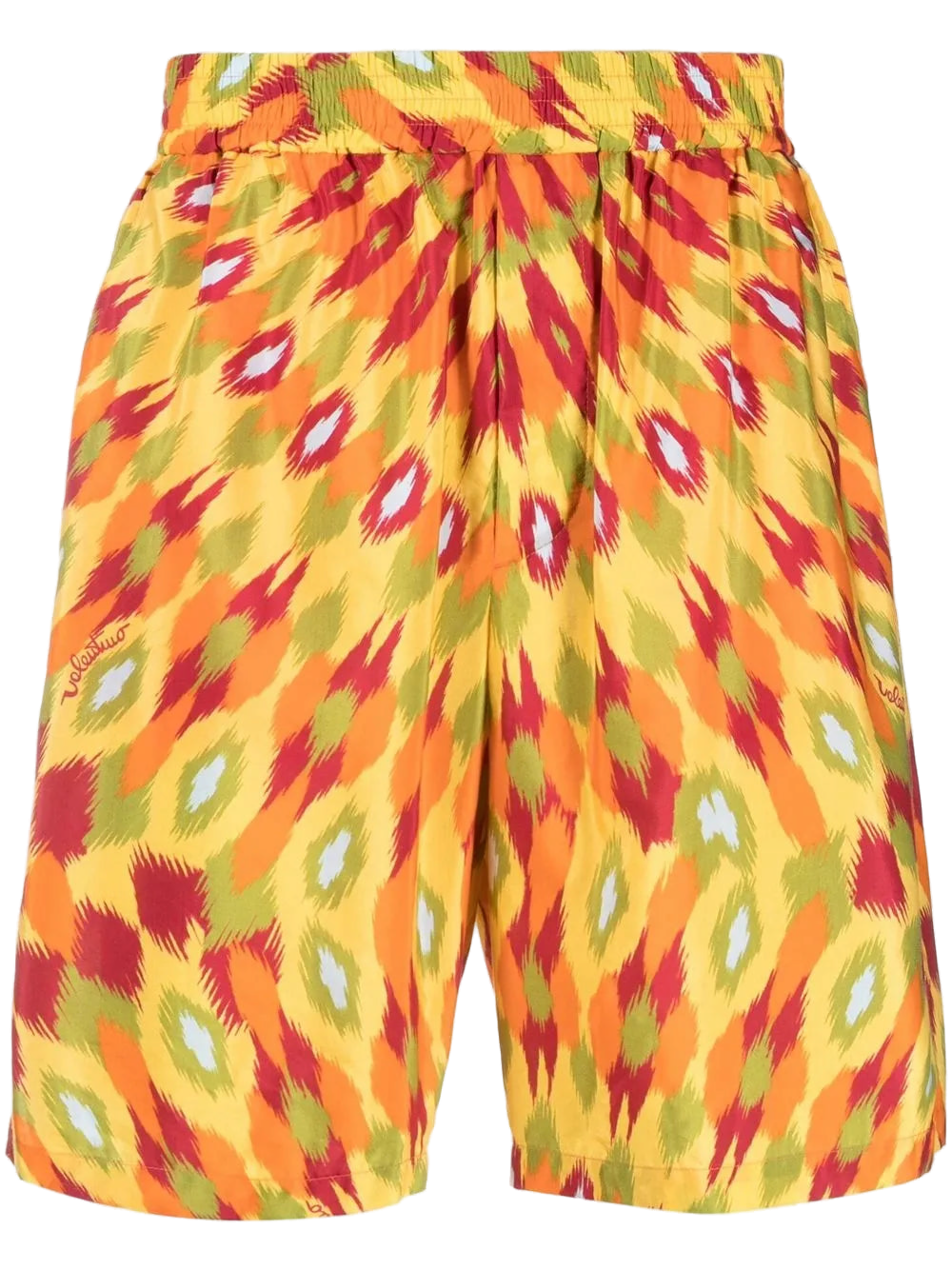 Valentino Abstract-Print Cotton-Silk Shorts — Yellow