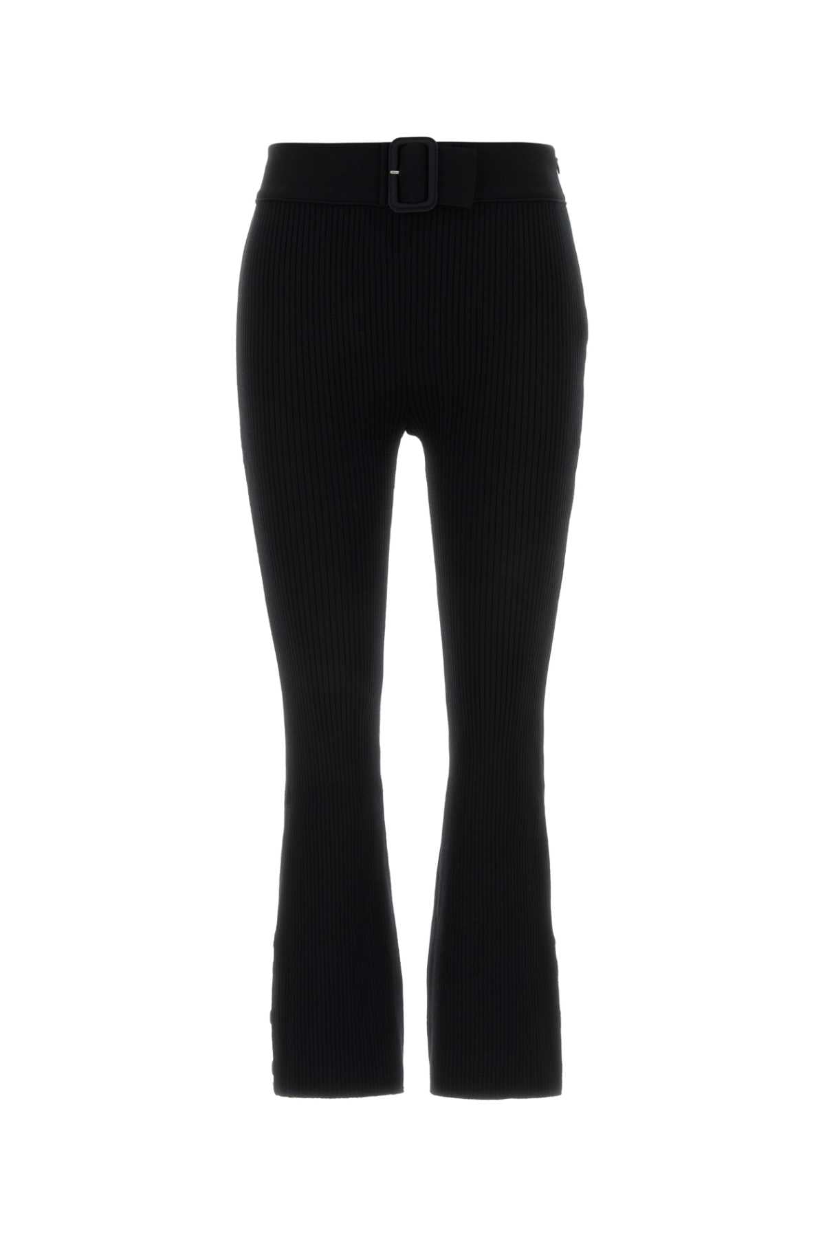 Courreges Ribbed Viscose-Polyester Trousers — Black
