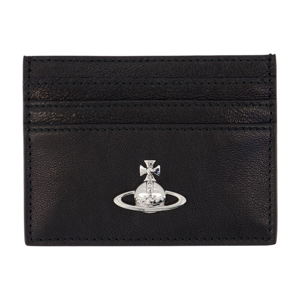 Vivienne Westwood Embossed Orb Logo Calfskin Card Case — Black