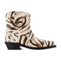 Ganni Zebra-Print Synthetic Ankle Boot — Beige