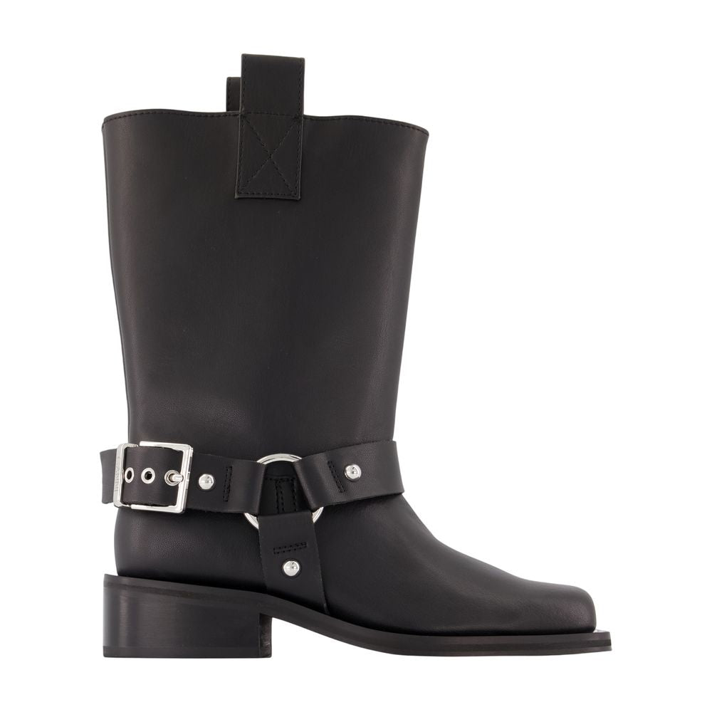 Ganni Studded Mid-Calf Boot — Black