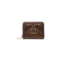 Love Moschino Quilted Polyurethane with Logo Plaque Wallet — Brown