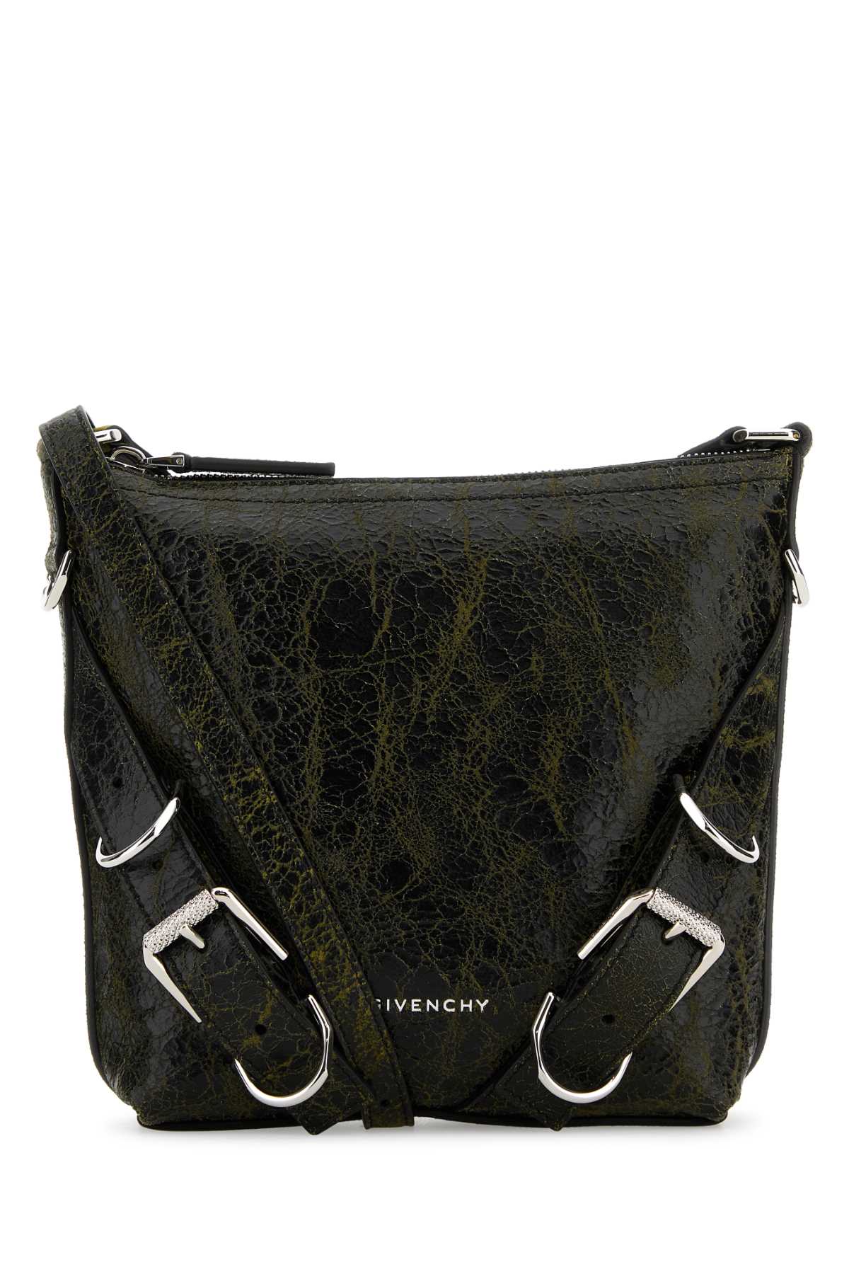 Givenchy Crackled Leather Shoulder Bag — Black