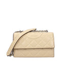 Tory Burch Quilted Leather Crossbody Bag — Beige