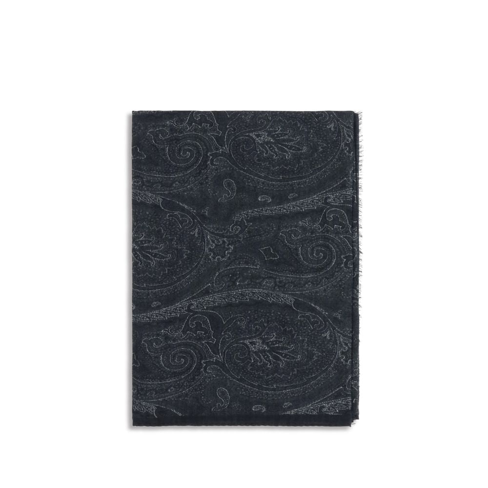 Etro Paisley Jacquard Modal Scarf — Black