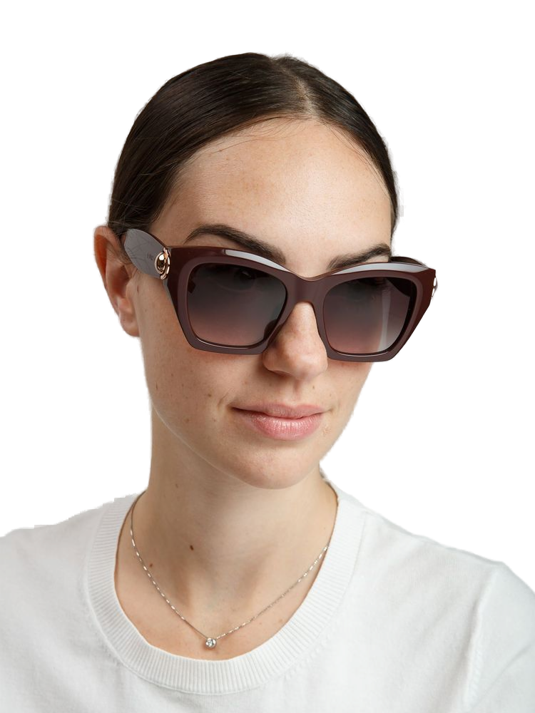 Furla SFU979 Glossy Acetate Sunglasses — Brown