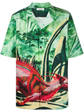 Valentino Dragon Graphic Print Shirt — Green