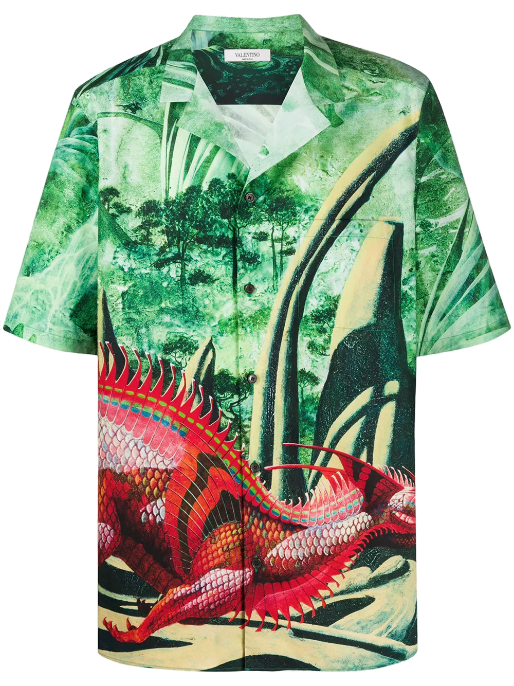 Valentino Dragon Graphic Print Shirt — Green