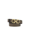 Ferragamo Reversible Leather with Gancini Buckle Belt — Multicolor
