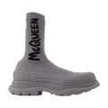 Alexander McQueen Logo-Embroidered Sock Boot — Gray