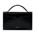 Alexander McQueen Crocodile-Embossed Calfskin Top Handle Bag — Black