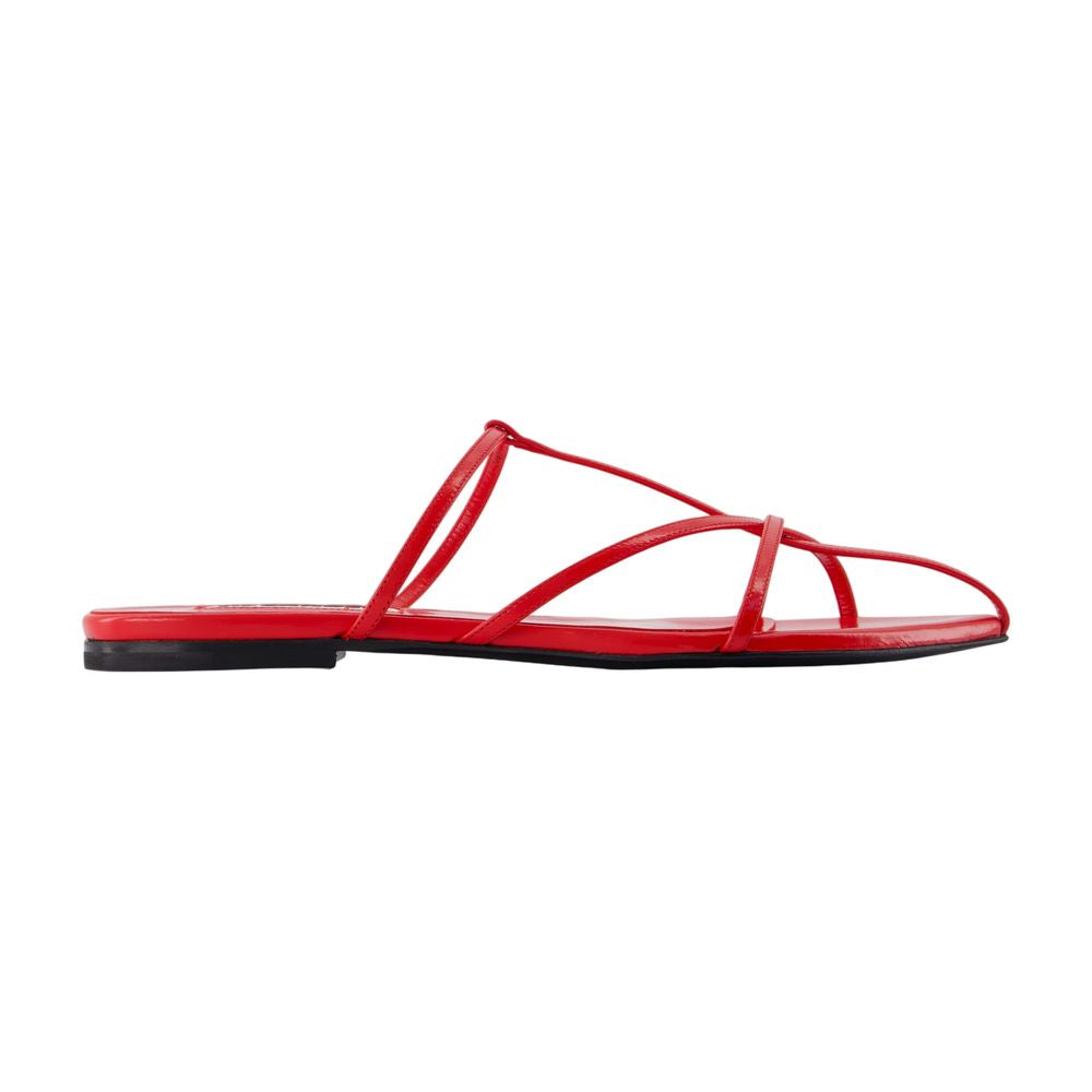 Jil Sander Leather Strappy Sandals — Red