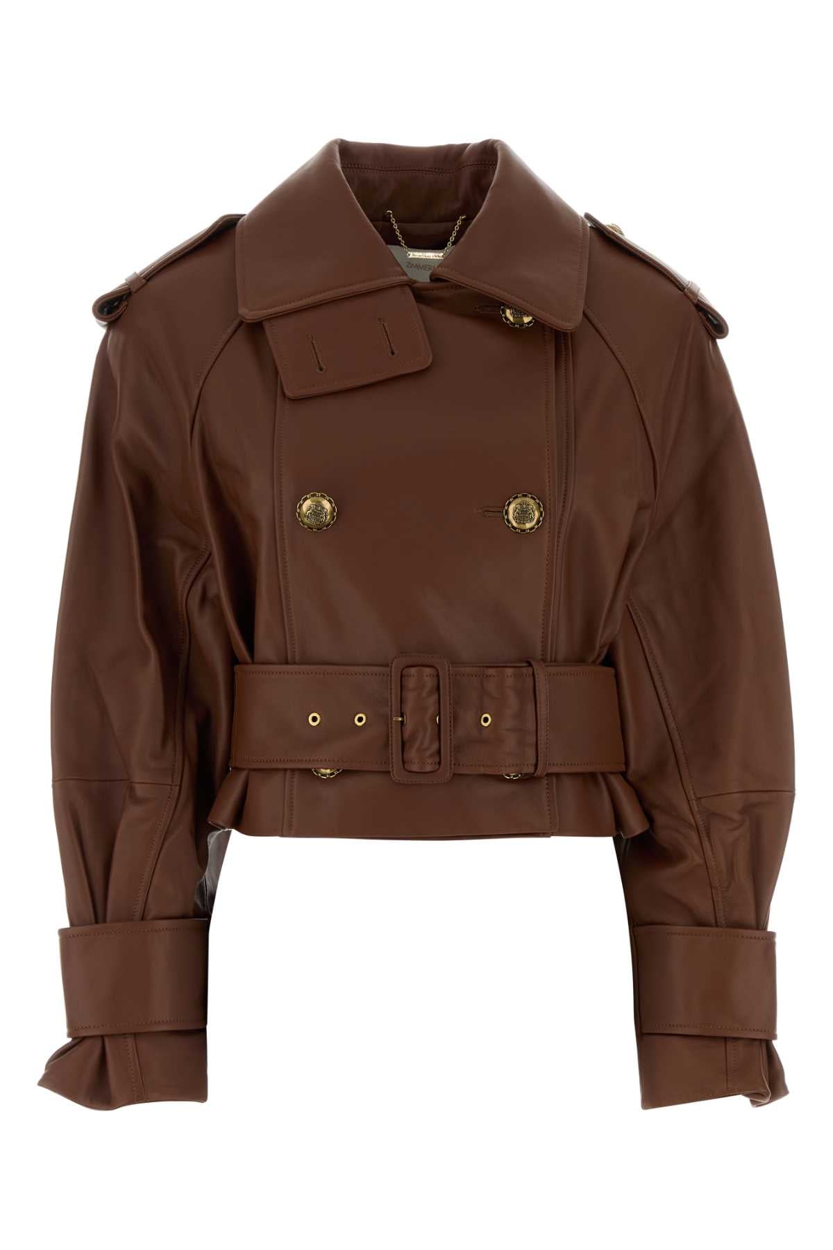 Zimmermann Leather Trench Coat — Brown
