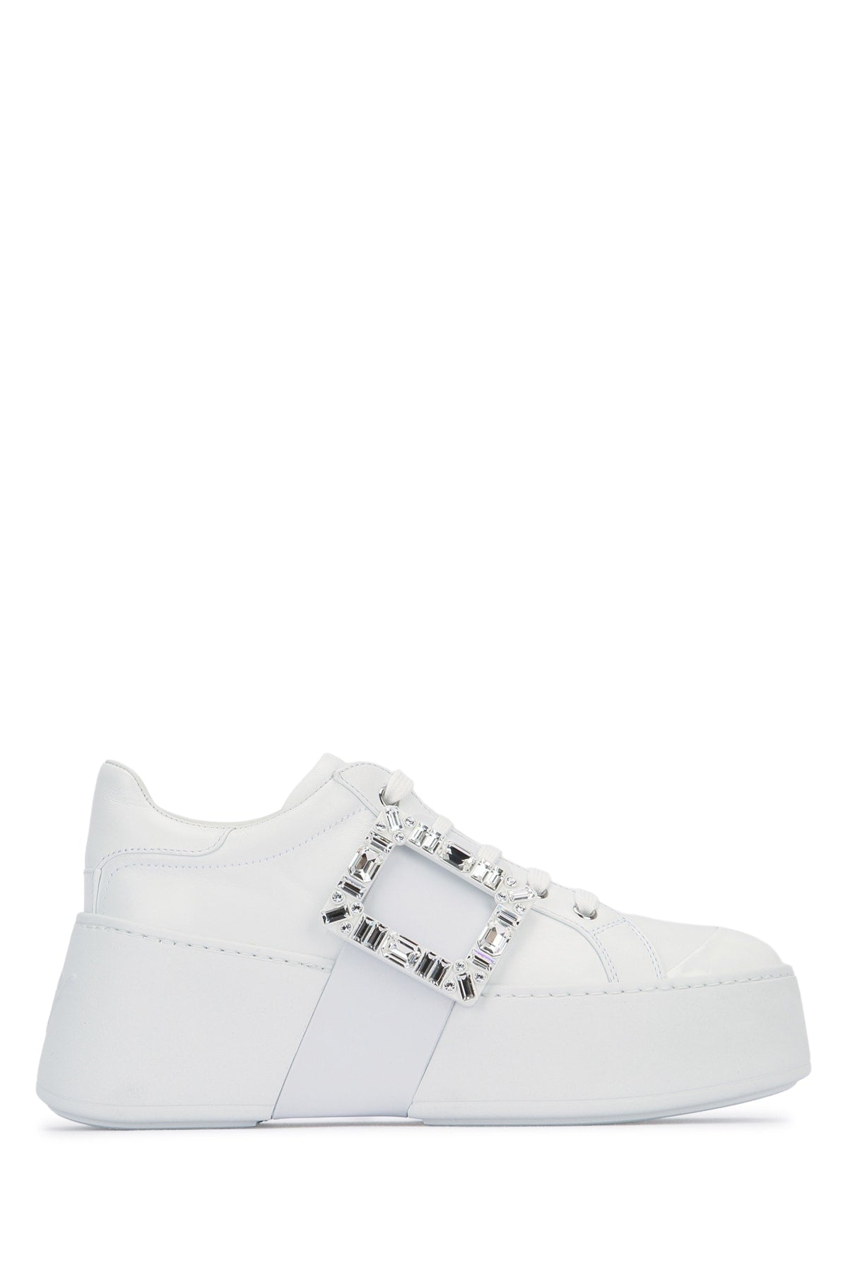 Roger Vivier Viv Skate High Strass Sneaker — White