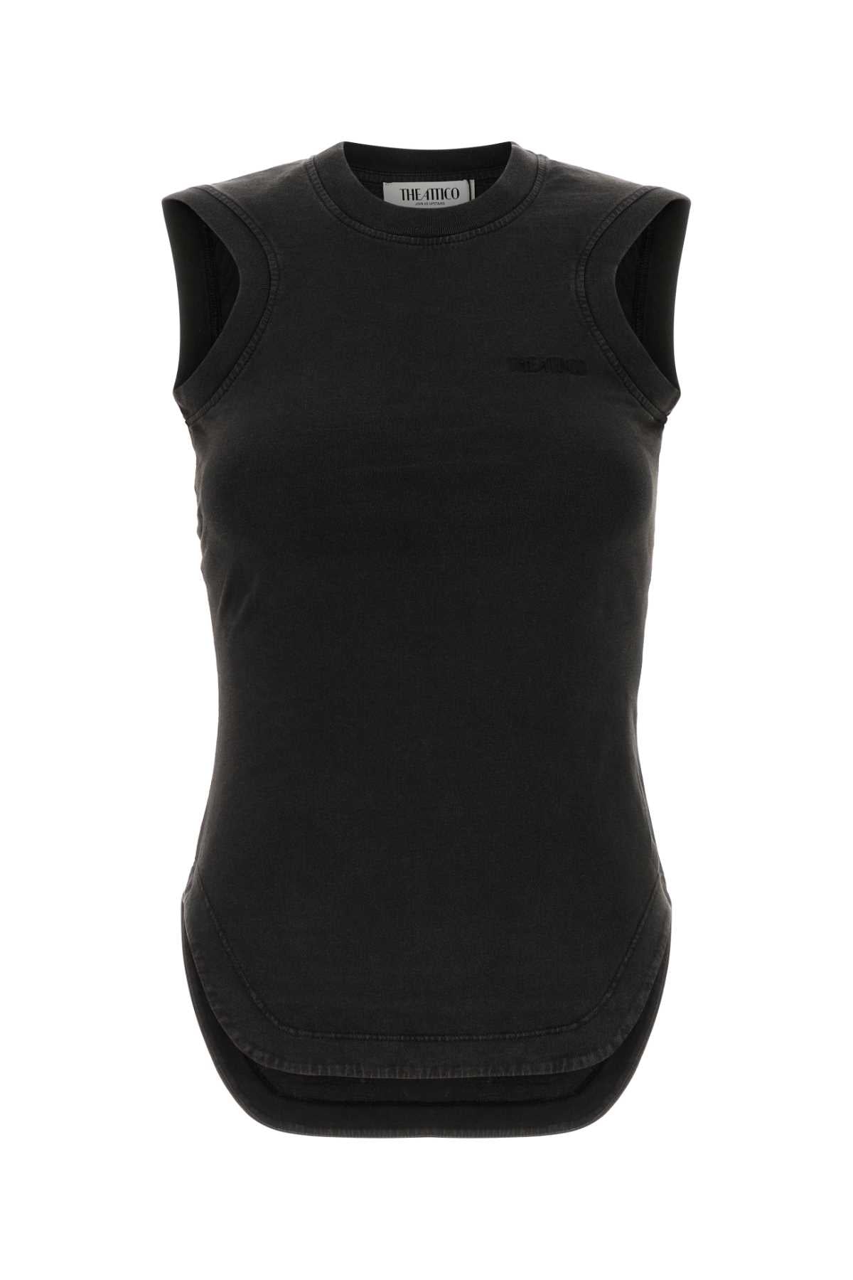 The Attico Faded Cotton Tank Top — Black