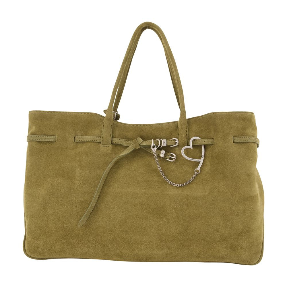 Margesherwood Suede Leather Tote Bag — Khaki