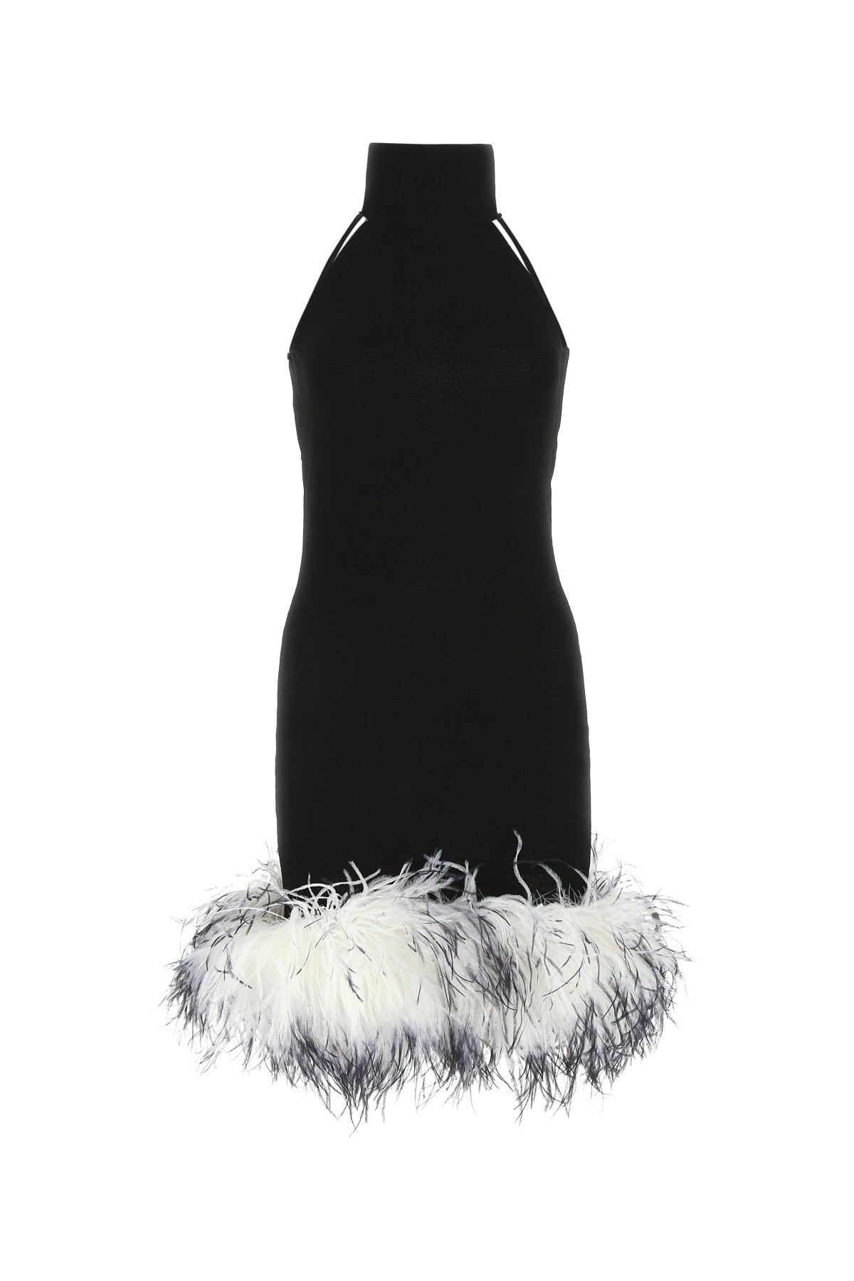 Verguenza Feather-Trimmed Dress — Black