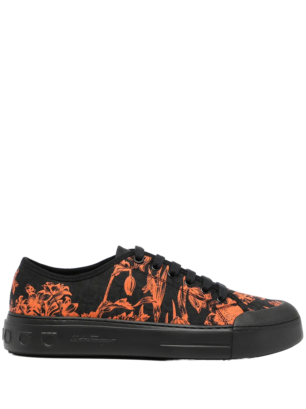Ferragamo Gancini Print Sneaker — Orange