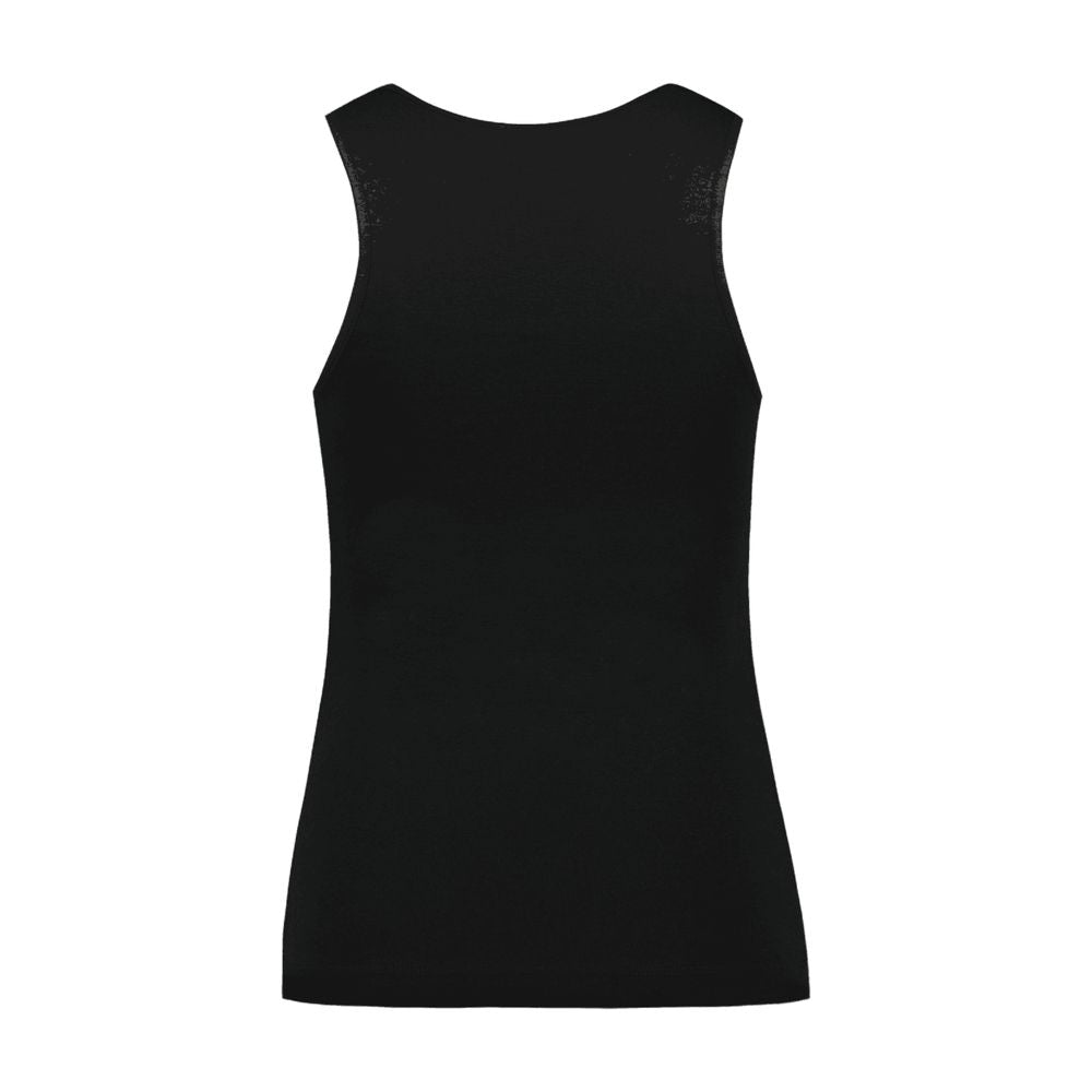 Simone Rocha Fitted Ruffle-Trimmed Cotton Tank Top — black