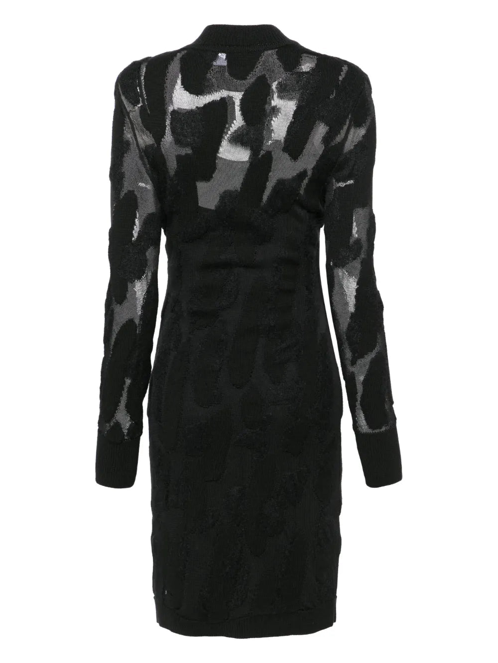 Ferragamo 3D-Knit Semi-Sheer Dress — Black