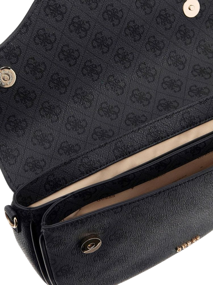 Guess Dea Flap Shoulder Bag — Black