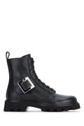 Roger Vivier Buckle-Strap Lace-Up Boot — Black