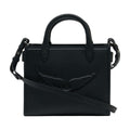 Zadig & Voltaire Embossed Wing-Detail Calfskin Tote Bag — Black