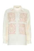 Max Mara Logo-Embroidered Silk Blouse — White